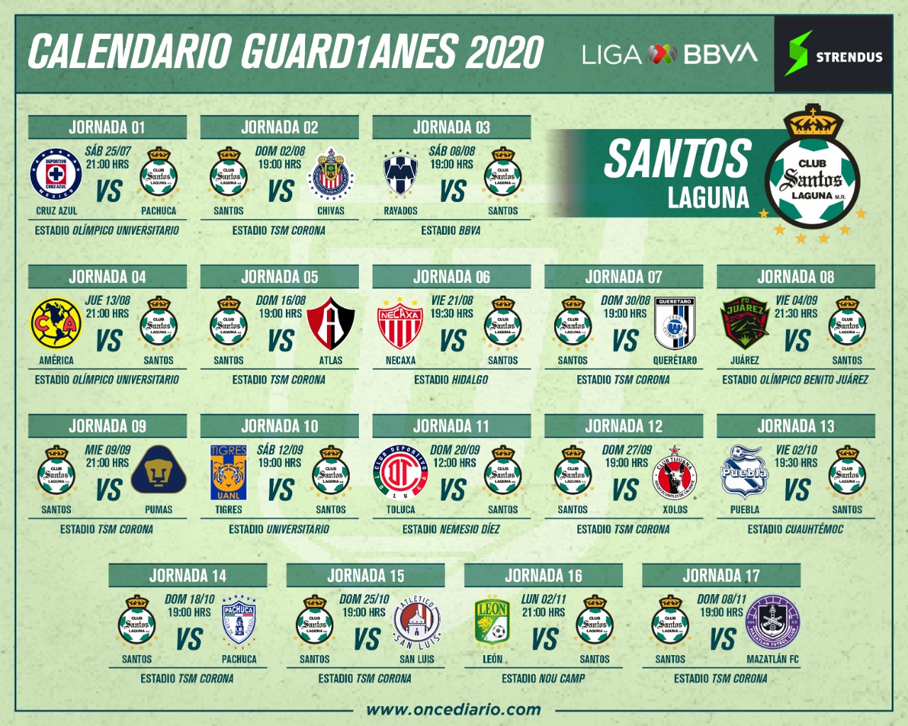 Arriba 105+ imagen calendario club santos laguna Abzlocal.mx