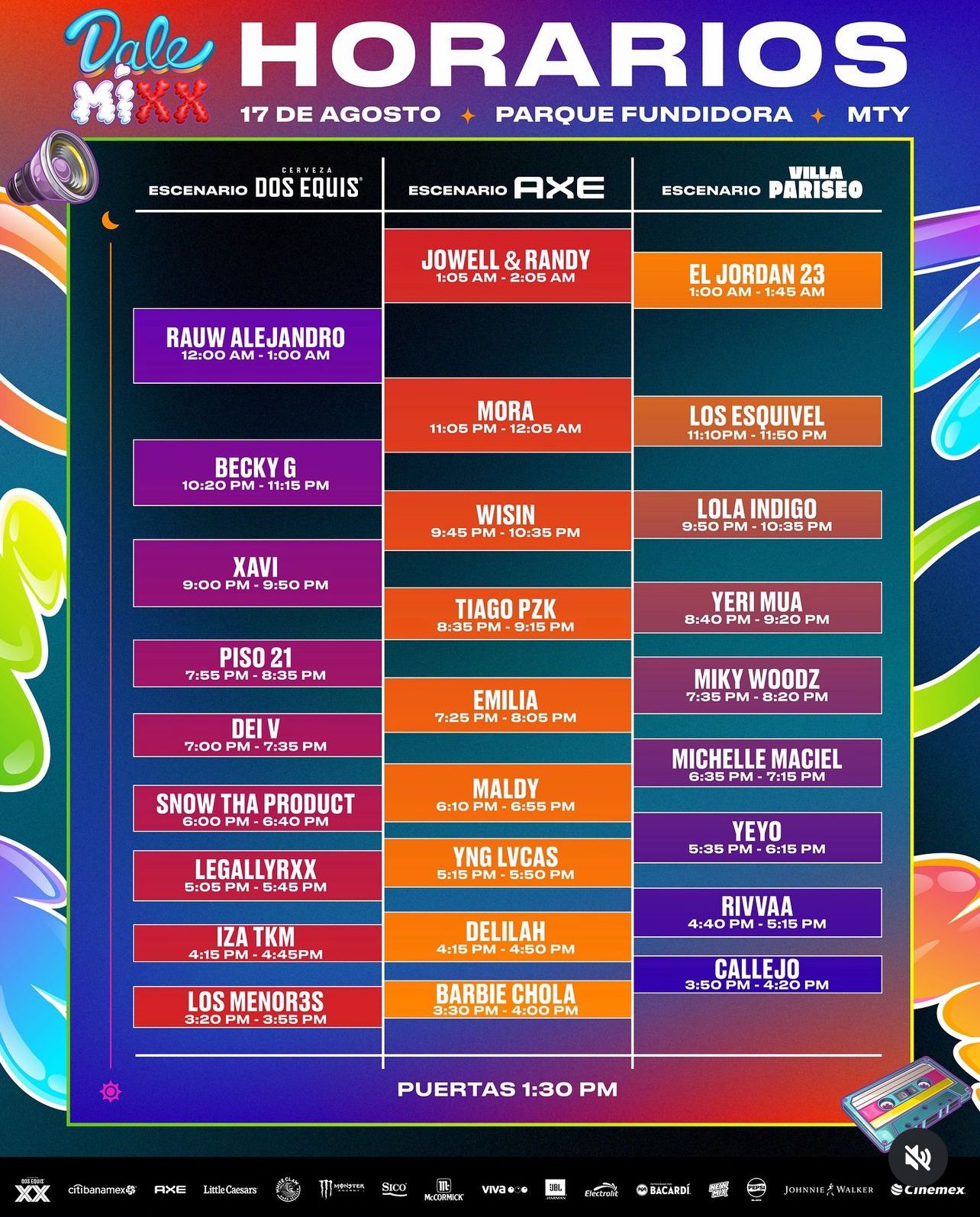 Lineup del Festival Dale Mixx 2024 en Parque Fundidora