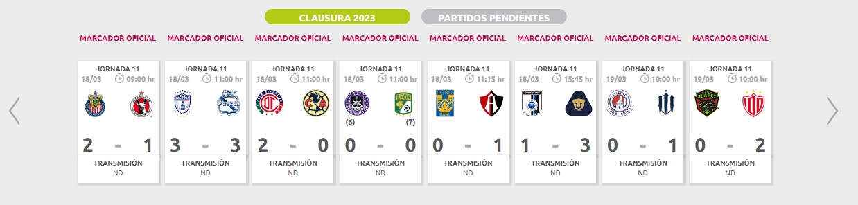 Resultados de la jornada 11 en la Liga MX Femenil Sub 18